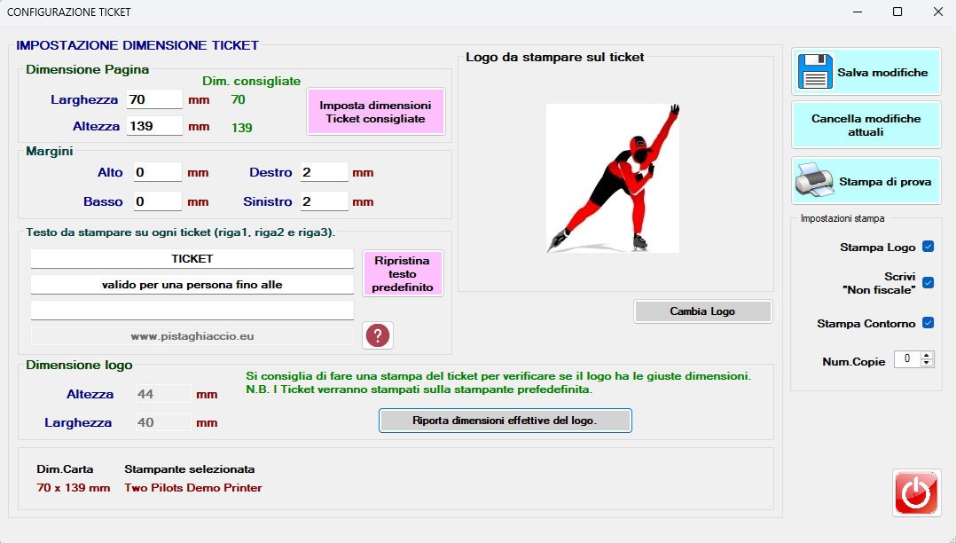 Gestione Luna Park e Pista di Ghiaccio: Configurazione Ticket